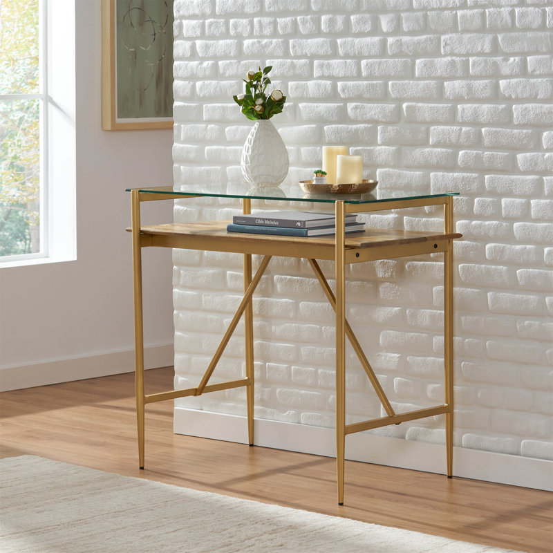 Console moderne, table de couloir, table Hoyer avec plateau en verre