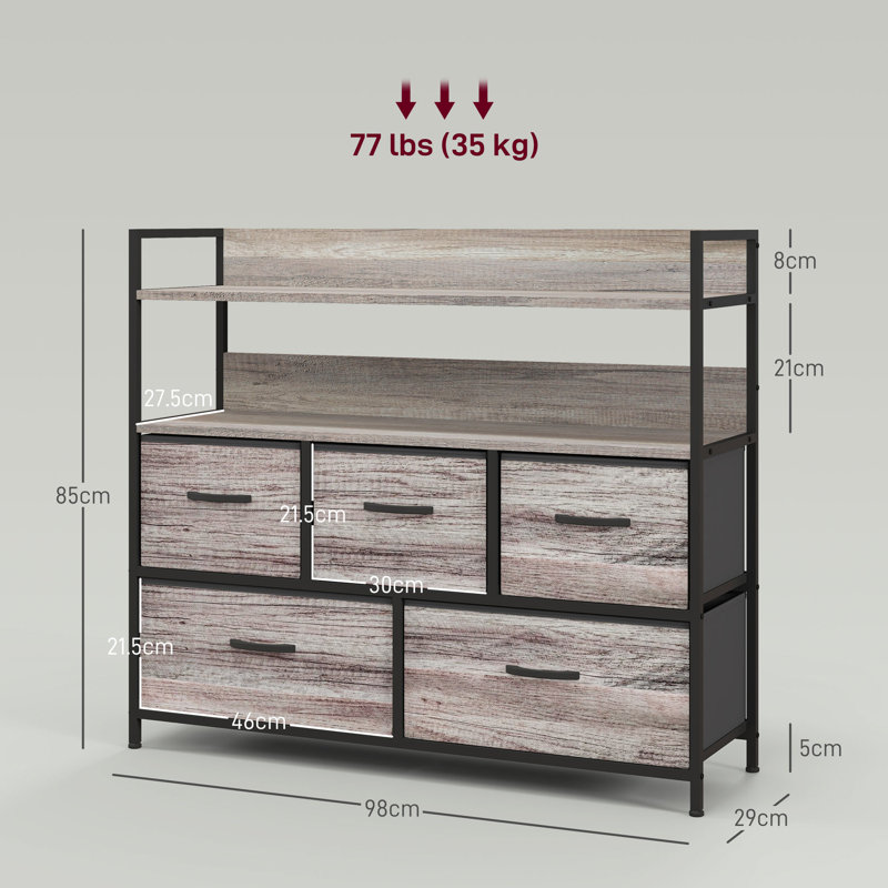 Addan 98cm W 5 - Drawer Chest of Drawers