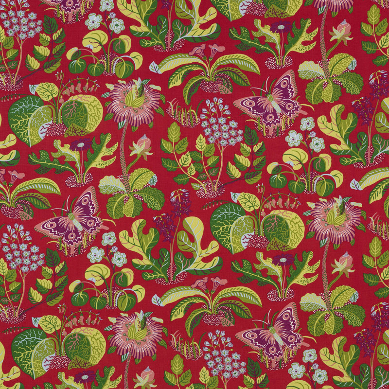 Exotic Butterfly Fabric, Red