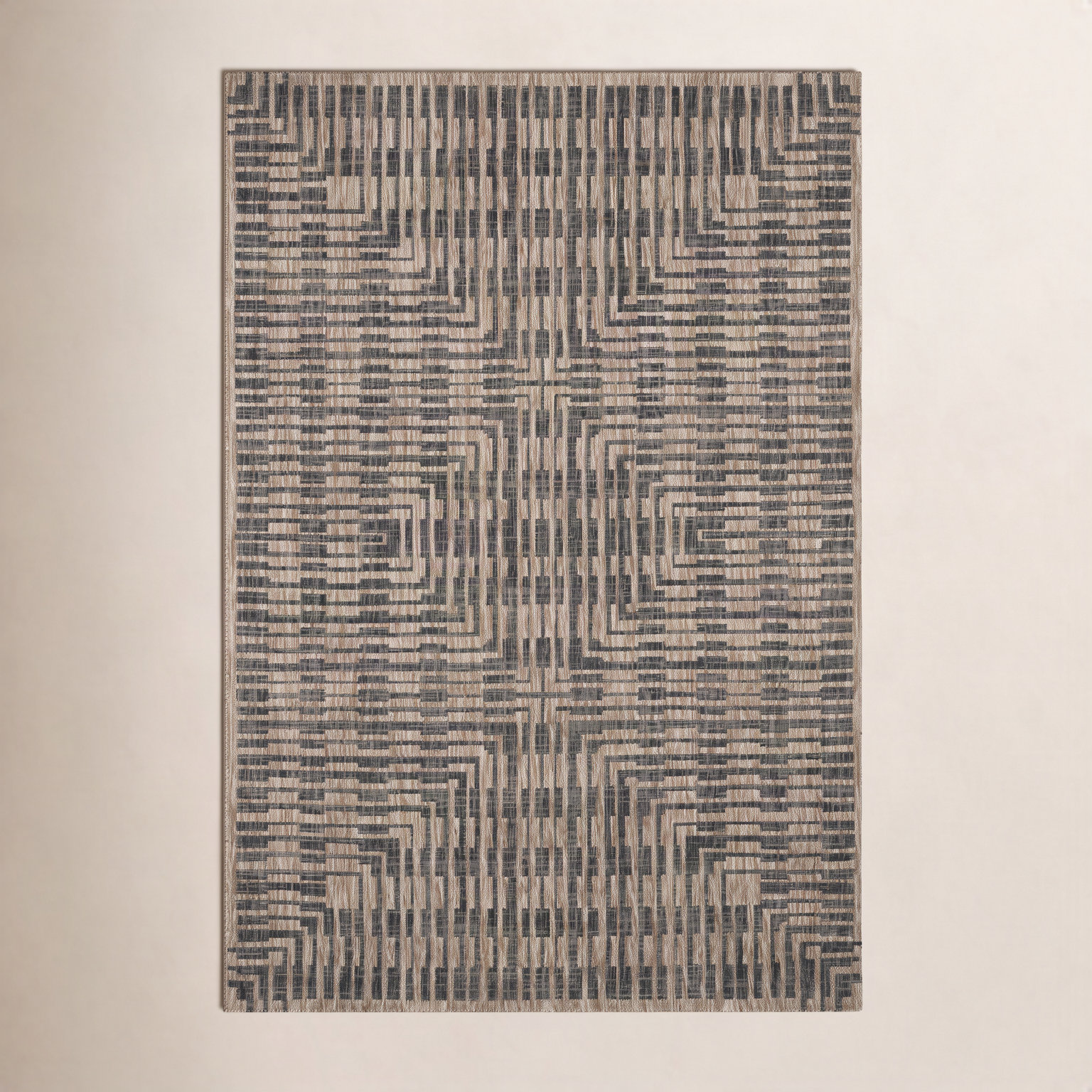 Tiza Brown Black Geometric Outdoor Rug, Rectangle 2'2" x 3'9"