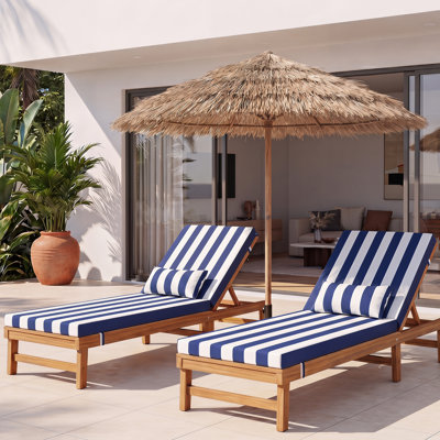 69.7" Outdoor Chaise Lounge Seat Cushion with Headrest