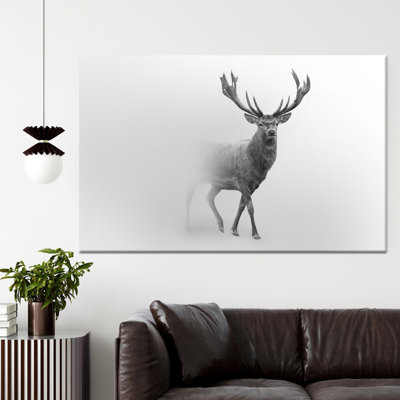 Elegant Deer Glass Wall Art: Loft Canvas Poster, Reindeer Decor,1P Wrapped Canvas