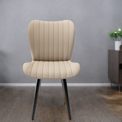 Comfortable Pu Leather Dining Chairs, Modern Style, Metal Base, For Kitchen