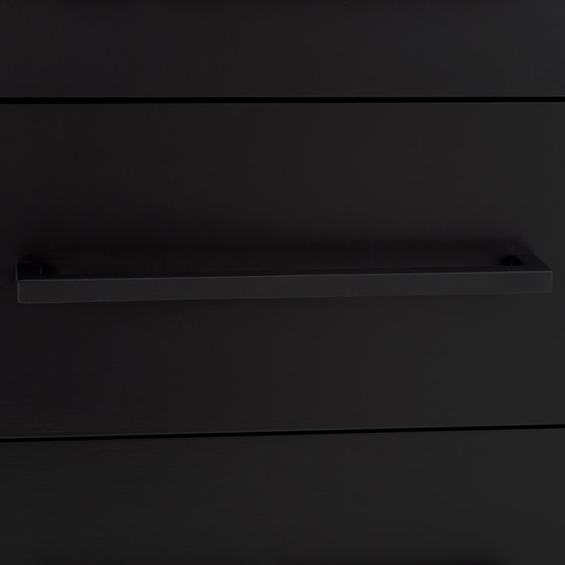 Abbiava 3 Drawer Wood Nightstand, Black