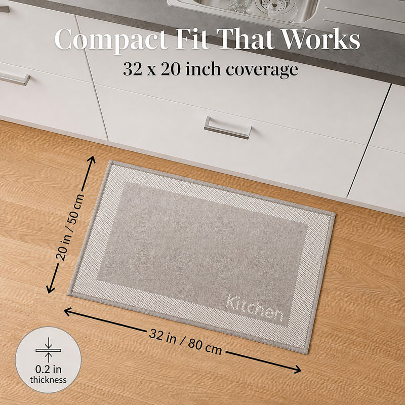 Two-Tone Beige Kitchen Mat 20x32, Rectangle 1'8" x 2'8", Beige