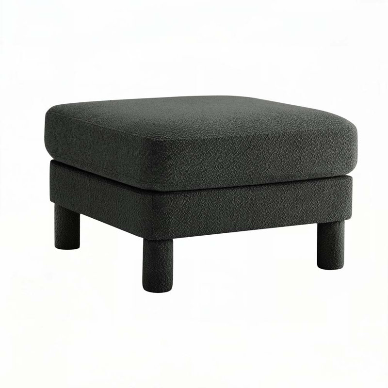 Boucle Upholstered Ottoman For Sectional, Dark Gray