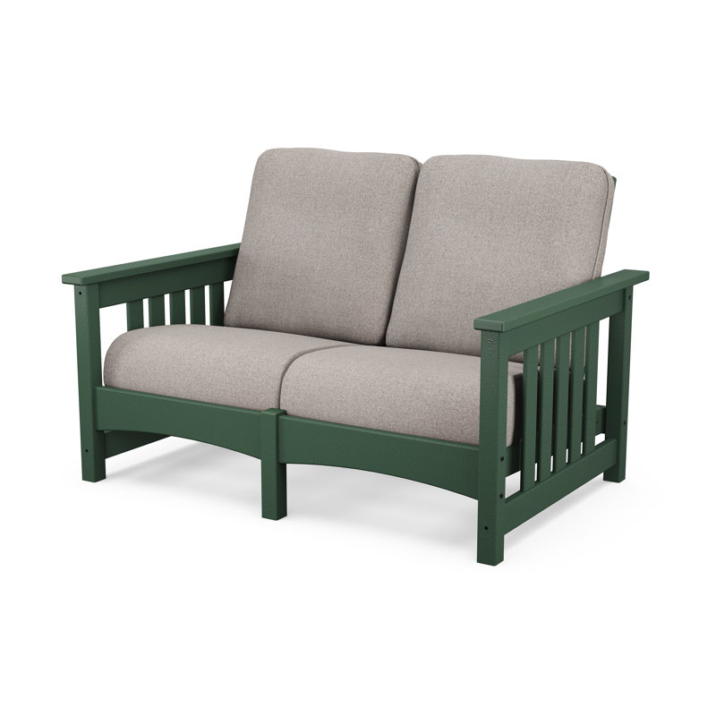 Club Mission Loveseat, Green Frame/Weathered Tweed Cushion