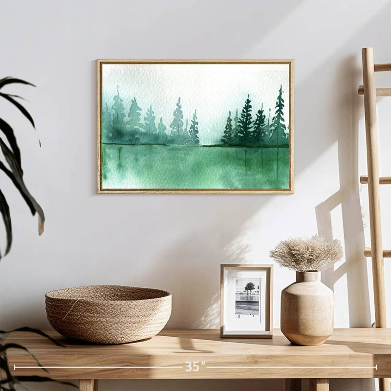 Silhouette de pin, 19 po x 13 po, Cadre flottant en bois naturel