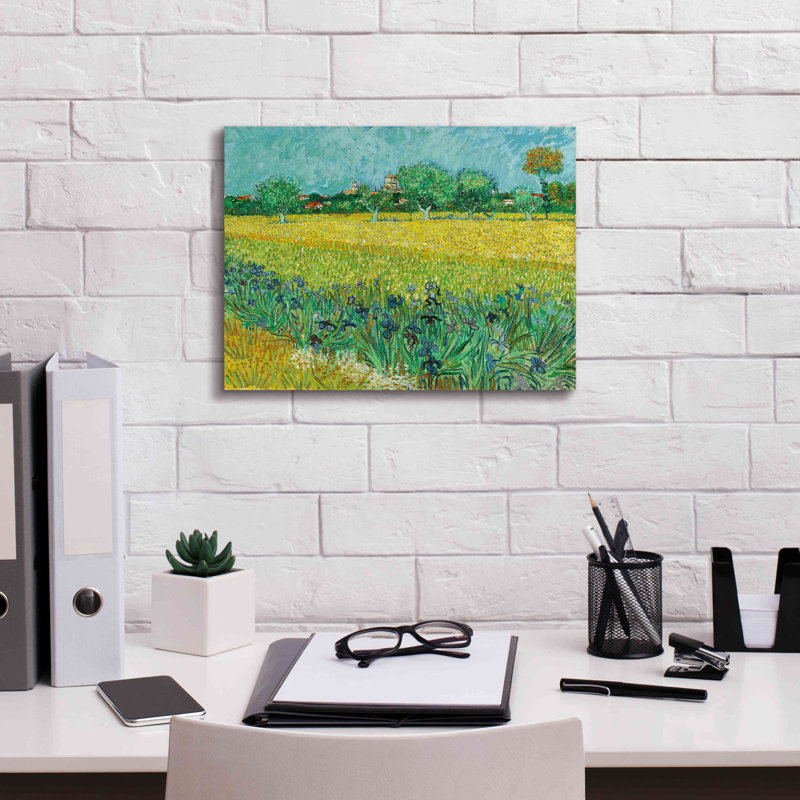 Champ avec iris près d'Arles sur toile par MASTERS, H 12 po x l 16 po x P 0,75 po