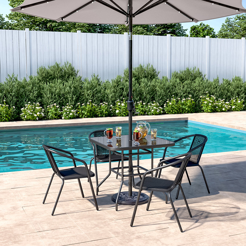 Katia 4 - Person Patio Dining Set Umbrella Hole Included Square Table, 72cm H x 80cm W