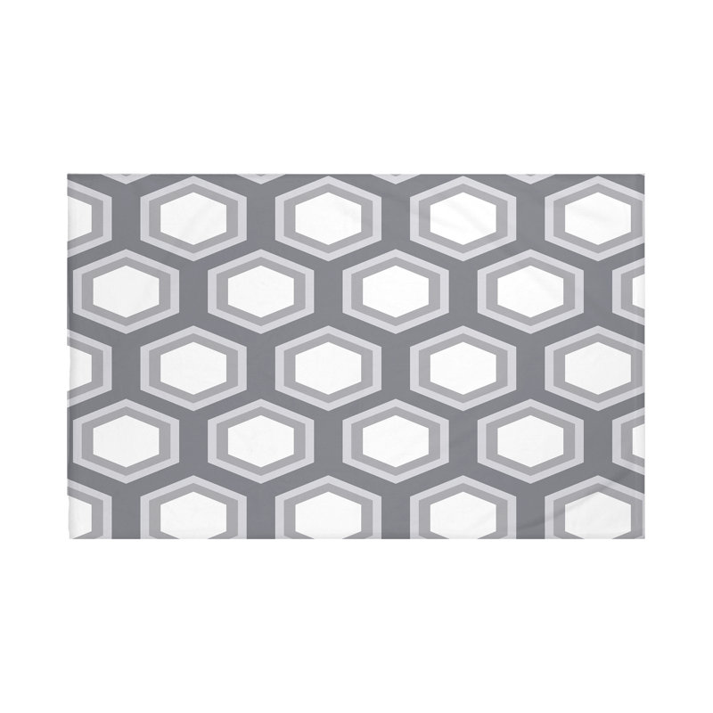 Jeté polaire à motif géométrique hexagonal, L 60 po x l 50 po, Gris acier (gris foncé / gris clair)