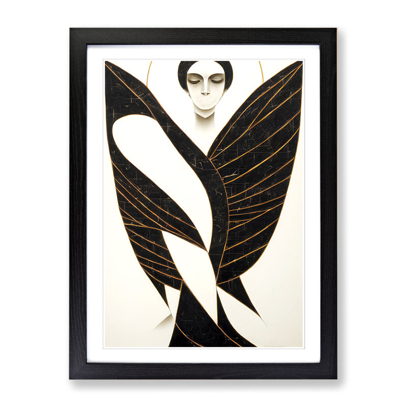 FRM-V0523-97X Angel Purism - Single Picture Frame Print, Black Framed, 34cm H x 25cm W x 2cm D