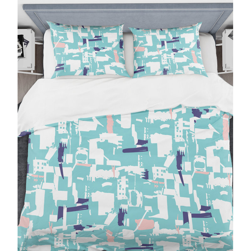  Ensemble de housse de couette rétro Mid-Century, Housse de couette très grand et 2 taies
