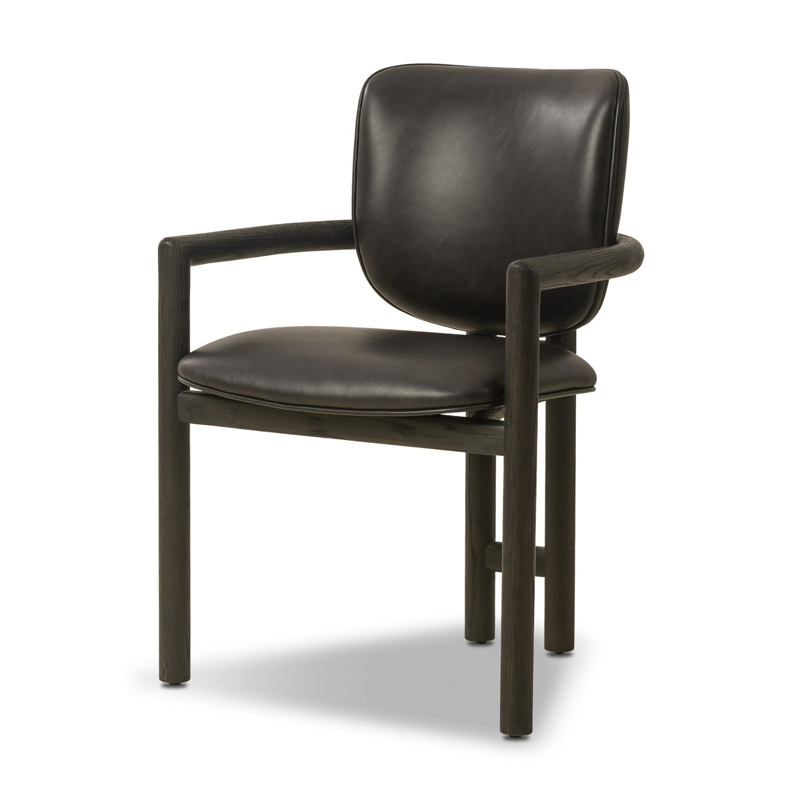Kosta Leather Upholstered Back Arm Chair, Dark Anthracite Oak, Sonoma Black