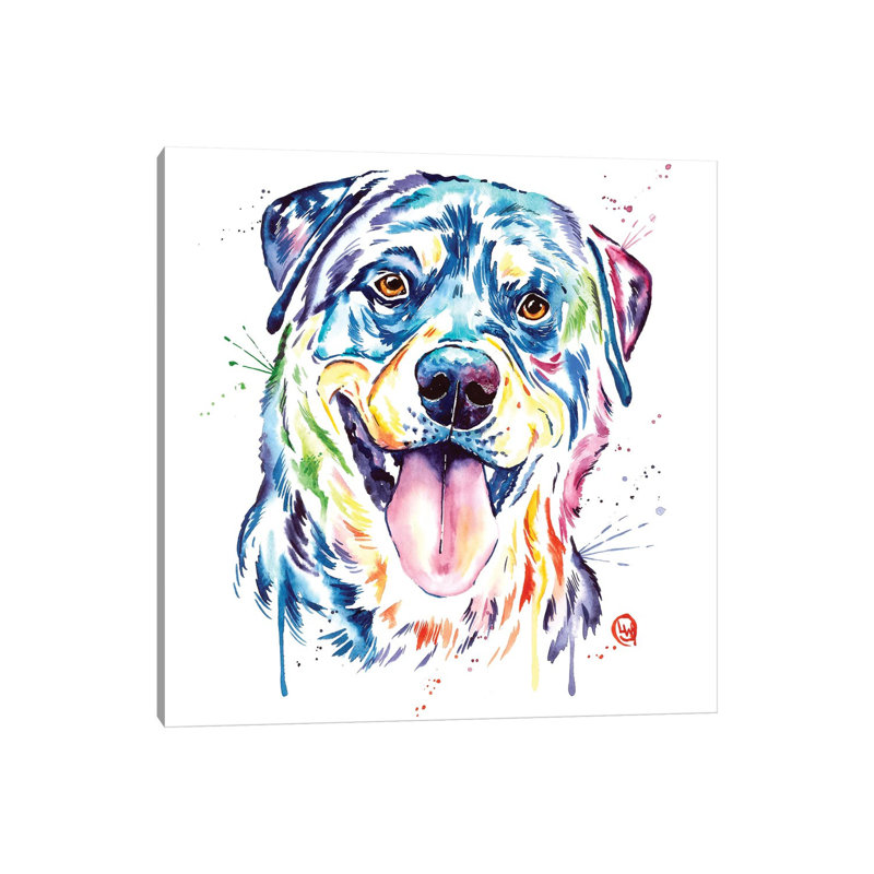 Rottweiler by Lisa Whitehouse - Wrapped Canvas Painting, 30.48 cm H x 30.48 cm W