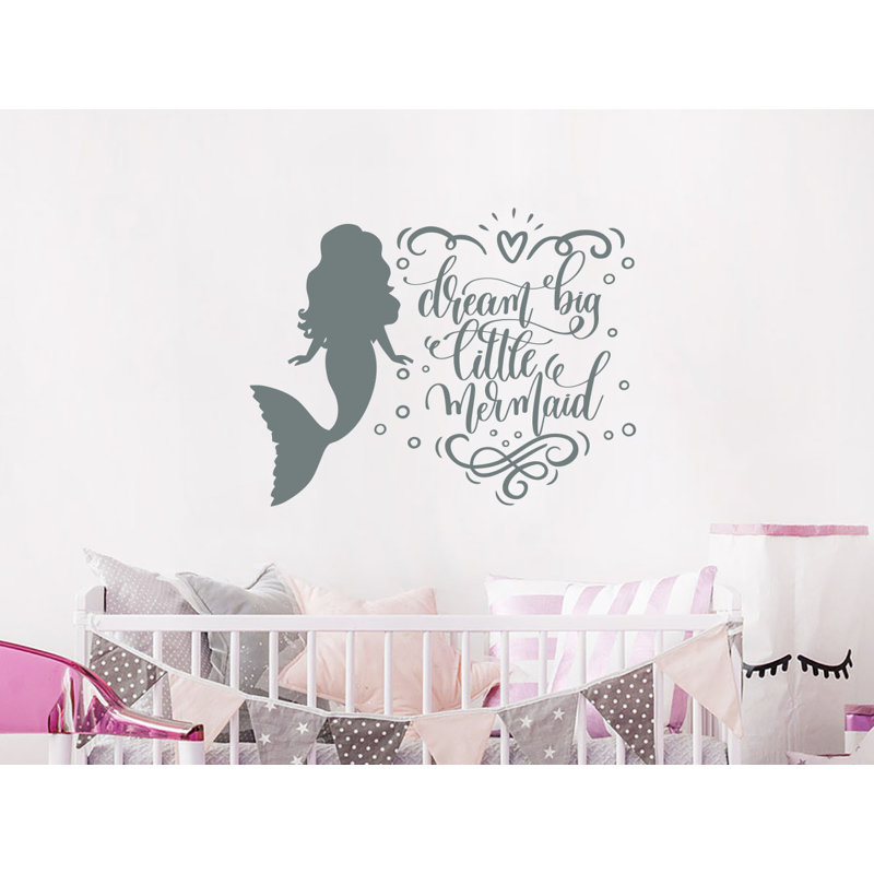 Autocollant mural Dream Big Little Mermaid, Gris