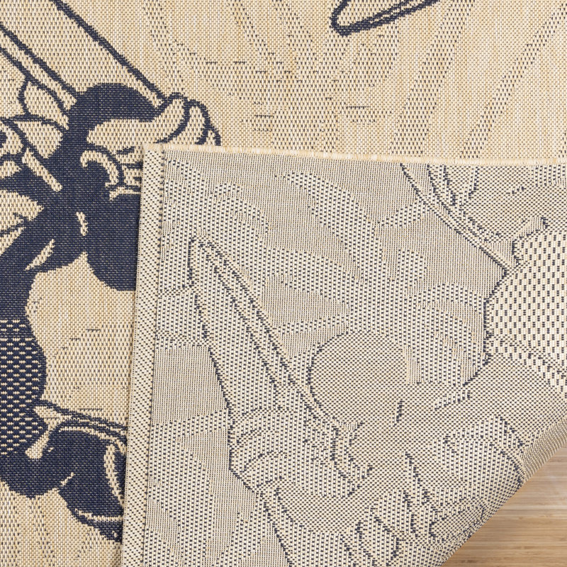 Tapis d'intérieur / extérieur tissé à plat bleu marine / beige Disney Mickey Mouse, Tapis de couloir 2 pi 2 po x 6 pi
