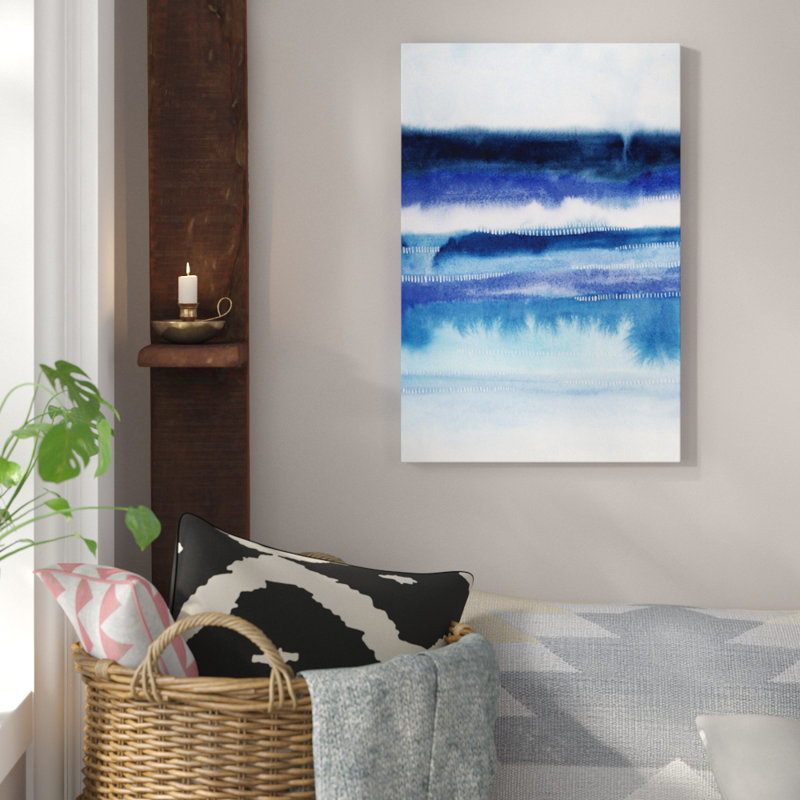 "Shorebreak Abstract II", reproduction d'art sur toile, H 26 po x l 18 po x P 1,5 po, Toile avec cadre noir