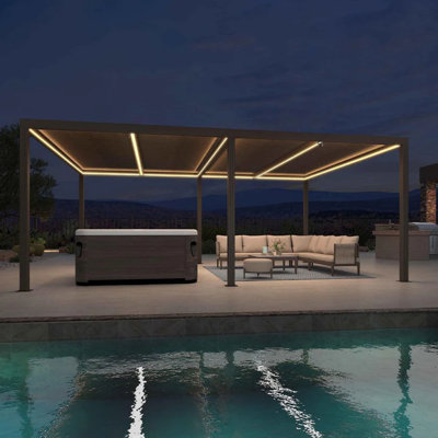 Remplacement de la bande lumineuse DEL de la pergola mauve - compatible avec un pavillon de jardin à persiennes 12 pi x 20 pi bronze et gris, imperméable, à intensité variable avec télécommande. (Un accessoire d'éclairage, pas une pergola)