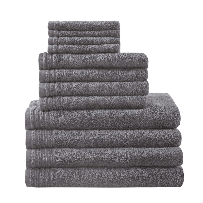 Big Bundle Big Bundle 100% Cotton Quick Dry 12 Piece Bath Towel Set, Gray