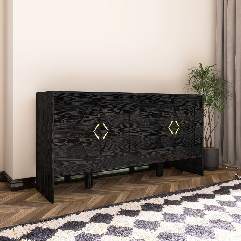 Buffet Mid-Century moderne avec rangement, Noir