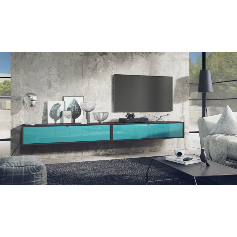 Mccaffrey TV Stand for TVs up to 55", Black/Petrol High Gloss