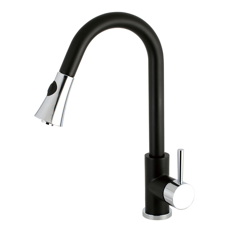 Kingston Brass Concord Single-Handle Pull-Down Kitchen Faucet, Black/Chrome