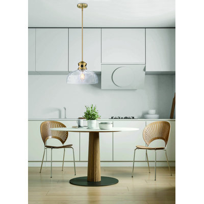 Luminaire suspendu 1 lumière 14 po avec abat-jour en verre martelé