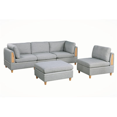 Corell Wood 4 - Person Patio Conversation Set with Cushions