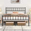 Minimalist Metal Bed Frame with Slatted Headboard-800080578-777585065