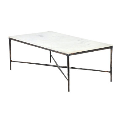 Naquita Modern Marble/Bronzed Metal Handmade Coffee Table