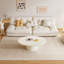 Guyii Cream White Pedestal Oval Coffee Table, Low Coffee Table for Small Spaces