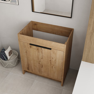 30" Freestanding Bathroom Vanity Base With 2 Doors And 1 Adjustable Shelf