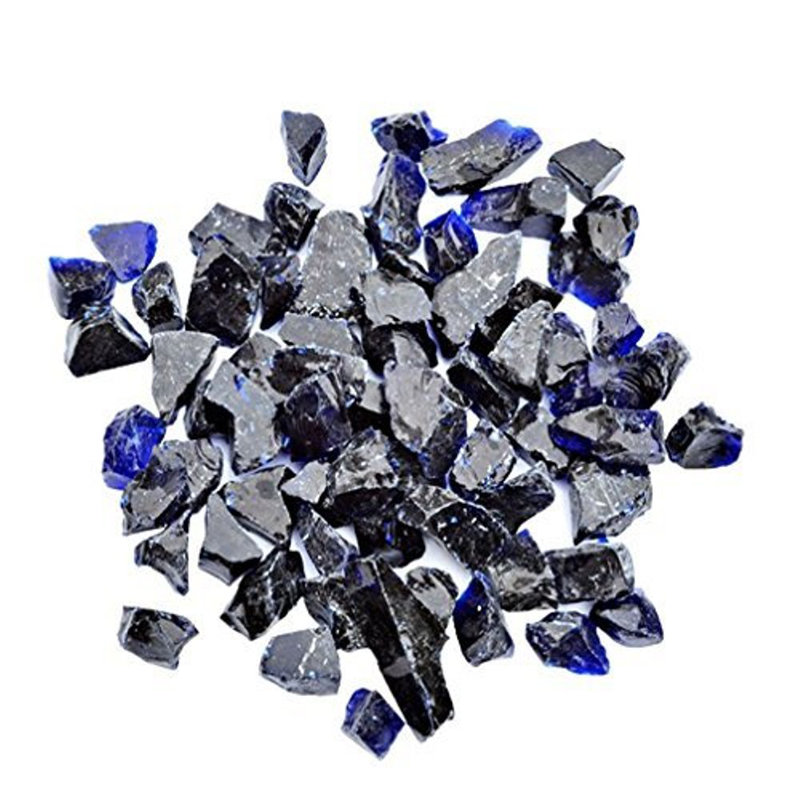 Verre de foyer recyclé 10 lb, Bleu