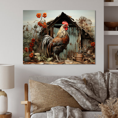 Roaster Barnyard Serenade I sur impression métallique