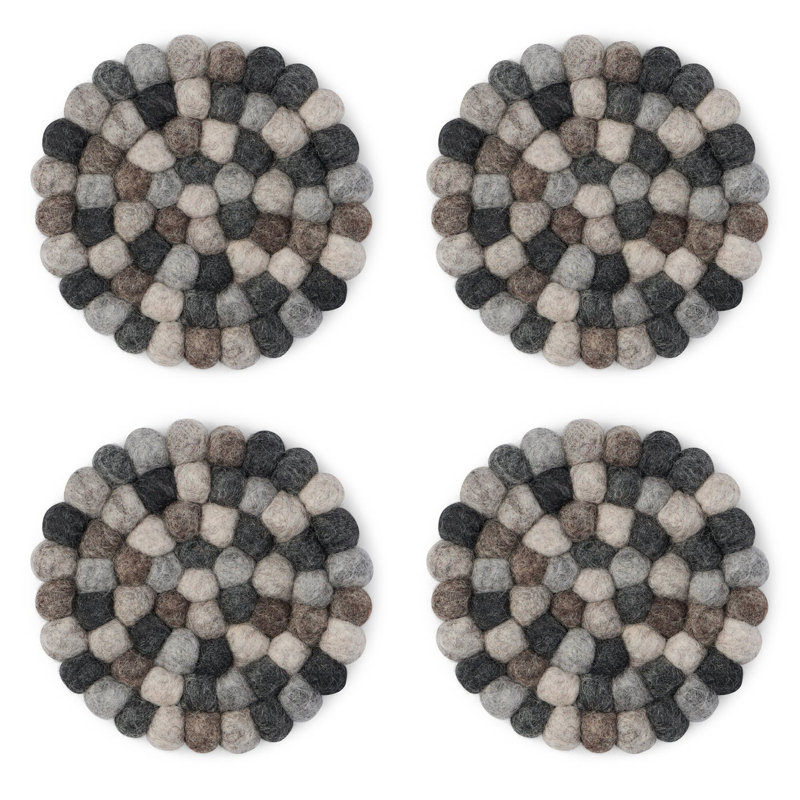 Ensemble de sous-verres ronds 4 po MODWOOL (neutre à galets), Noir / brun / gris