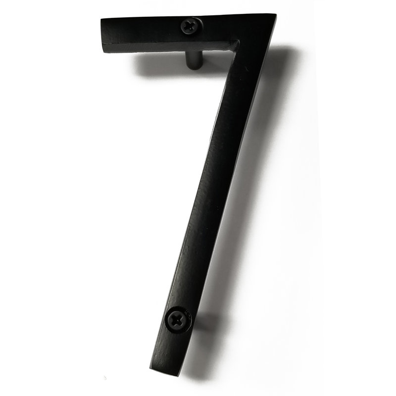 Black Metal Floating House Number 7 with Mounting Hardware