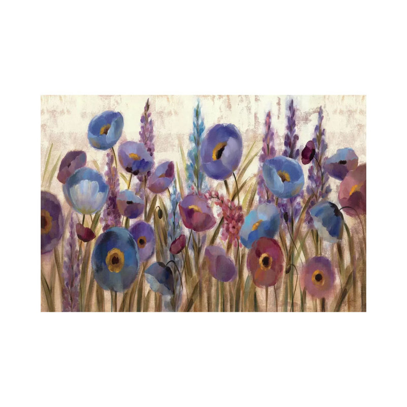 Lupins et coquelicots par Silvia Vassileva - reproduction d'art, Aucun mat, Toile tendue, H 32 po x l 48 po x P 1,5 po