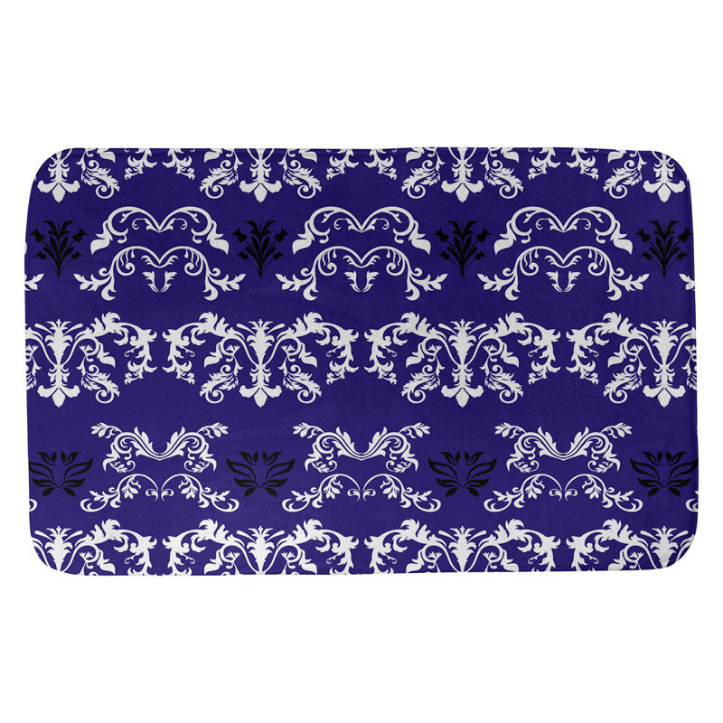Tapis pour salle de bain Baltimore, l 21 po x L 34 po, Blanc / mauve / noir