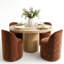 Ensemble de table de salle à manger pour 4 personnes avec table ronde en bois massif et 4 chaises rembourrées en chenille-795580722-795580727