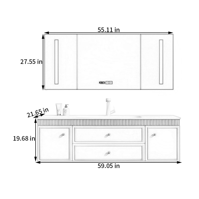 Armoire de salle de bain française, 59"