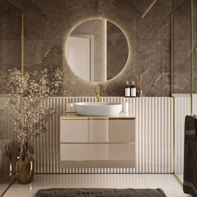 Single Bathroom Vanity with Vessel Ceramic Basin