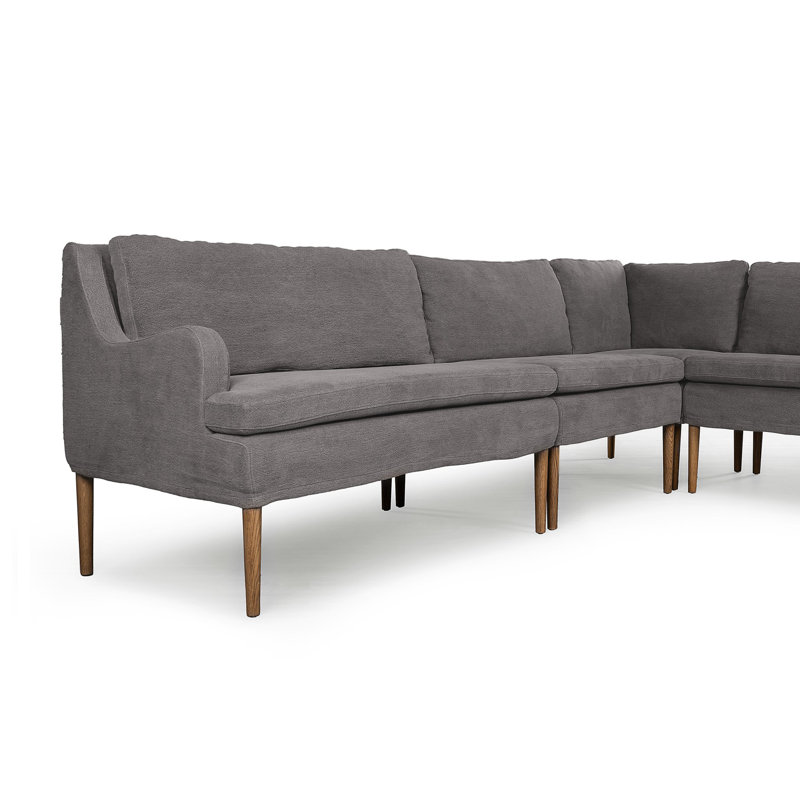 Aurelia Modular 3-Piece Slipcover Sectional, Broadway Coffee Linen, Right Hand Facing, 34.5" H x 99" W x 76" D