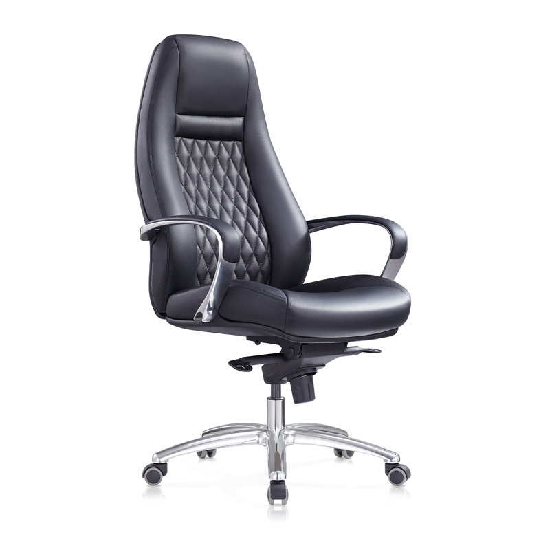 Caybree Genuine Leather Executive Chair, Black