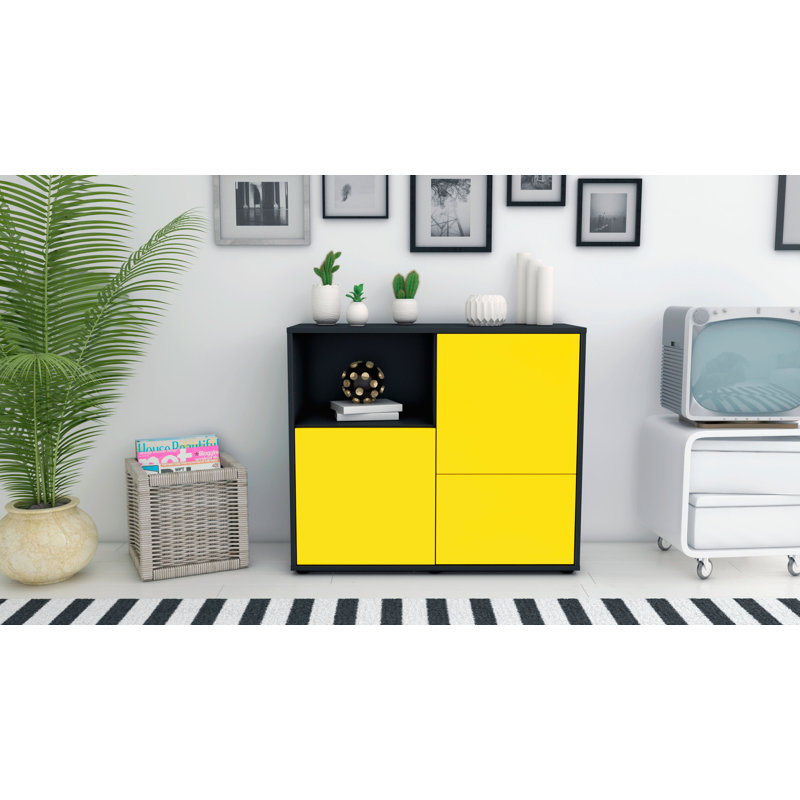 Powhattan 92cm Sideboard, Charcoal/Yellow