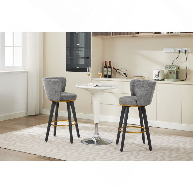 Modern 360° Swivel Counter Stools Set Of 2 - 26" Counter Height Luxury Velvet, BIFMA Certified For Kitchen Island & Home Bar, Neutral Tone