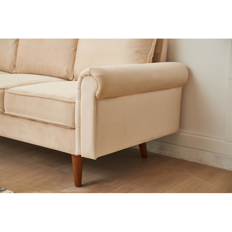 Luxurious Grey Microfiber Sofa with High-Density Foam and Solid Wood Frame for Ultimate Comfort and Durability, Beige