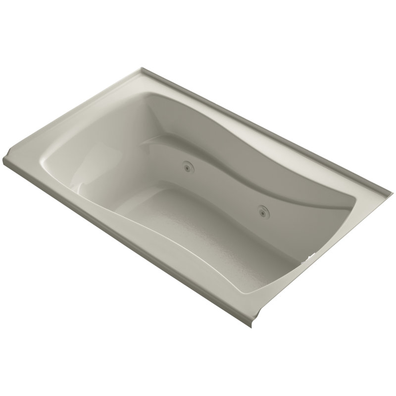 Mariposa 60" x 36" Drop In Whirlpool Bathtub, Sandbar, Right