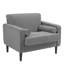Fauteuil club capitonné avec accoudoirs carrés en velours côtelé gris clair Iliana avec 2 coussins-1412497952