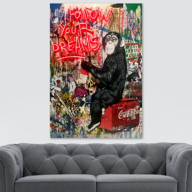 Follow Your Dreams Monkey - Wrapped Canvas Print, 31cm H x 21cm W x 4cm D